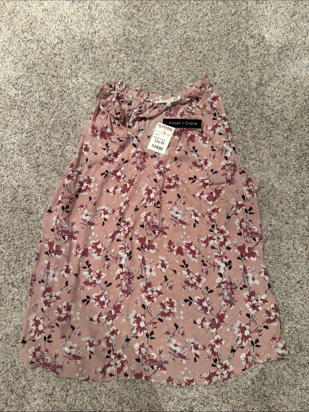 Violet & Claire Blush Pink Floral Ruffle Neck Camisole